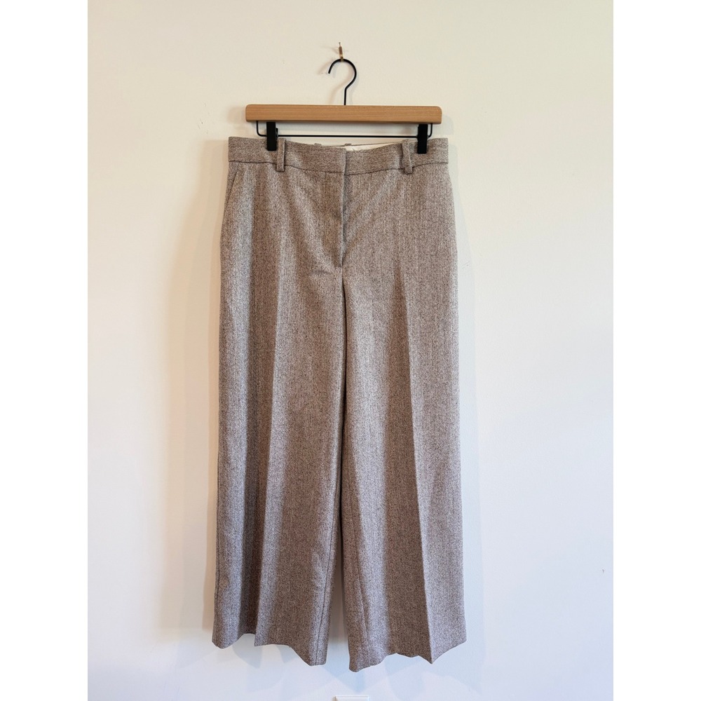 Reiss Isla PT Brown Herringbone Wide Leg Trousers Petite 8P